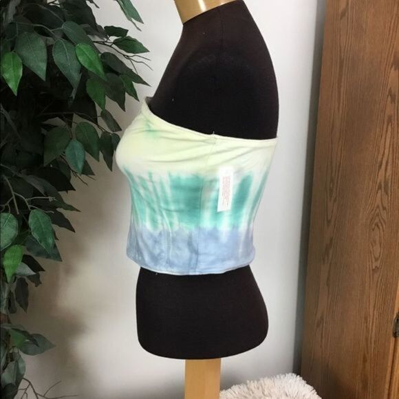 SO bandeau tube top Juniors Large yellow aqua tie‎ dye new with tags - Picture 10 of 10